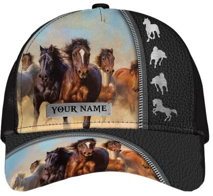 942 Basecap Personalisiertes Pferd Baseball Cap Freizeit Capatmungsaktive Mütze Verstellbare Freizeit Basecap Für Tennis, Herren, Reisen