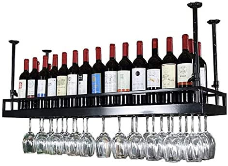 Portabottiglie da soffitto in ferro battuto, altezza regolabile, porta calici per calici, bar/ristoranti/cucine Portabottiglie portabottiglie espositore per fiori (Color : A, Size : 100cm)