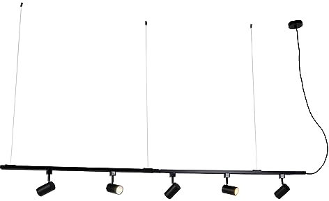 QAZQA - Modern Smartes Schienensystem Komplettset I Spotlight I Deckenspot I Deckenstrahler I Strahler schwarz 1-phasig inkl. 5-flammig Wifi GU10 - Iconic Jeana Dimmer I Dimmbar I Wohnzimmer I Schlafz