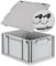Eurobox NextGen Economy 40x30x22cm Griffe geschlossen mit Scharnierdeckel grau, Kunststoffbox 20 Liter stapelbar Transportbox, Campingbox Farbe Deckel-Verschlüsse wählbar (Verschluss Schwarz)