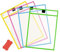 MUNSKT 4PCS Reusable Dry Erase Pockets, Clear Drawing Writing Board Bag Plastic Paper Holders Easy-Load Sleeves for Classroom Home Work, Fits A4 File, Teaching Kids with Pastels Markers