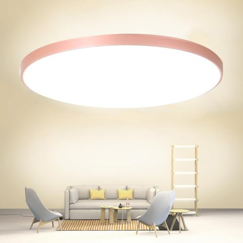 Mengjay LED-Deckenleuchte, Dimmbar 3000K-6000K, Runde Zimmerleuchte für Badezimmer, Schlafzimmer, Küche, Wohnzimmer, Balkon, Büro, Veranda (Rose Gold, 40W)