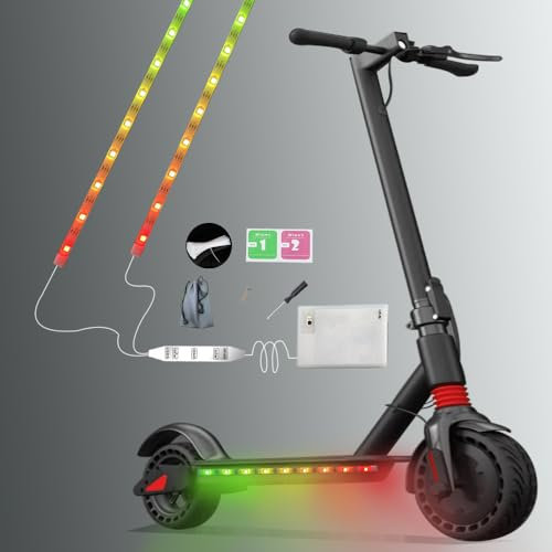 FLDYYG 2 Streifen 50 cm elektrische LED-Fahrrad-Lichter für Roller, Nachtfahrten, bunte Lampe, wasserdicht, Sicherheits-Lichter für Skateboard, Roller
