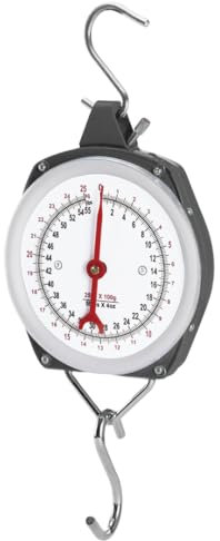 PFIFF 103108 Zeigerschnellwaage, Waage mit schlagfestem Metallgehäuse und Plexiglasfront, inklustive zwei Edelstahlhaken, 150kg