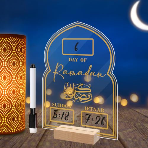 Ramadan Kalender Countdown,30 Tage Eid Mubarak Kalender,Handgeschriebener Countdown Kalender,Acrylic,DIY Gebet Ramadan Mubarak Deko,Ramadan Kalender Home Party Dekoration Craft Ornament (BTU216A)