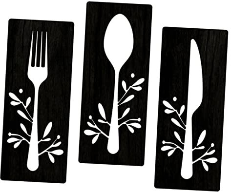 Zerodeko Elegante Cartello Con Set Di Posate in Legno Decorazione Da Parete Rustica Per Ristorante O Casa