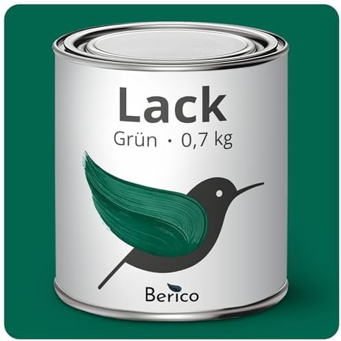 Berico Acryllack - Grün/Moosgrün - 0,7 Kg - 4in1 Lack Buntlack Möbelfarbe Möbellack - Für Innen und Außen