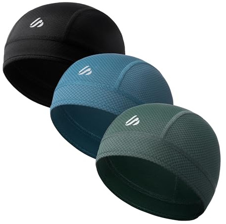 SAITAG 3 Pieces Skull Cap Helmet Liner, Cooling Hat Welding Cycling Beanies Head wrap for Men Women Hard Hat Durags