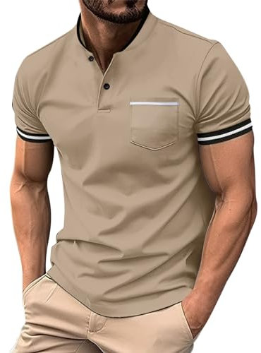 NNGOTD Mens Golf Polo Shirts Short Sleeve Quick Dry Moisture Wicking Shirts Lightweight Sport Work Tops Active Wear Men Tops Mens White Shirt Thermal top for Men 2 Pack Blouses (Khaki, XL)