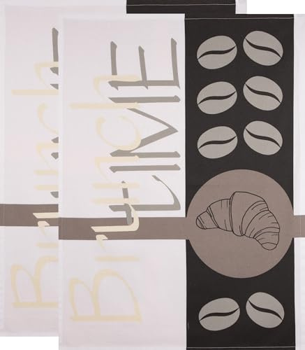 Stuco Geschirrtuch Brunch time 2er-Pack Baumwolle braun-beige Größe 50x70 cm