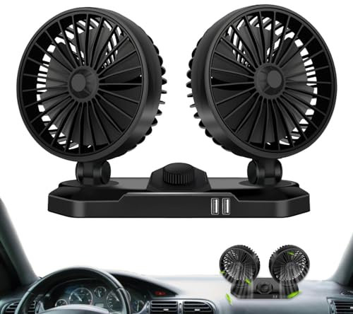 Auto USB Ventilator, Auto Klimaanlage | Auto Klimaanlage 12V/24V für Kleine Auto Klimaanlage Kühlung, Fahrzeug Kühlsystem, 360 Grad Drehbar Auto Klimaanlage mit USB Port für