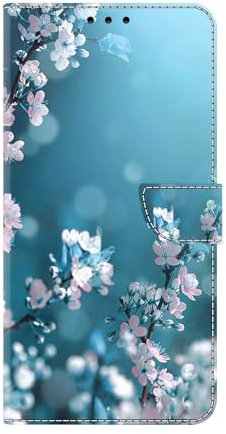 Bnvdfre for iPhone 13 Mini Case iPhone 12 Mini Case Protective Flip Phone Case Shockproof Card Holder with Magnetic Stand Leather Art Pattern Cover for iPhone 13 Mini Case iPhone 12 Mini, Plum Flower