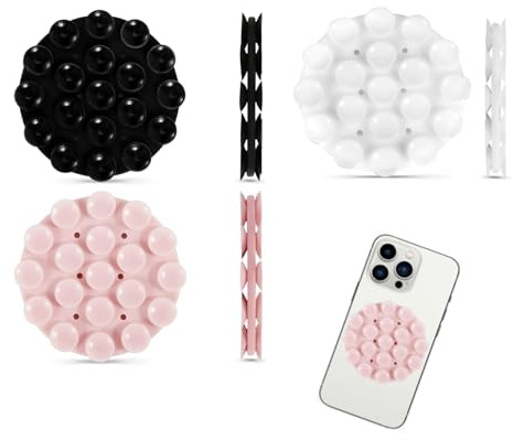 Elegance-go Doppelseitige Saugnapf-Handyhalterung,3 Stück Saugnapf Handy Halterung Saugnapf Rund Silikon-Saugnapf-Handyhalter Multifunktional für Autotelefone,Mobile