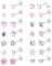 JeweBella 12/14Paia Piccoli Orecchini Acciaio Chirurgico per Donna Ragazze Bambina Orecchini Anallergici Orecchini Argento Orecchini Cuore Fiore Zircone Perla Multicolore Set Orecchini Donna