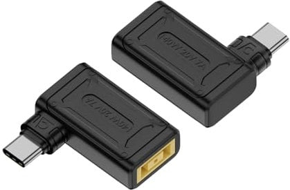 Panlouting Slim Tip Stecker auf USB-C Adapter für Laptops Thinkpad | PD 140W Konverter | Rechtwinkliger Slim Square Yellow Tip | Chip mit Automatischer Identifikation