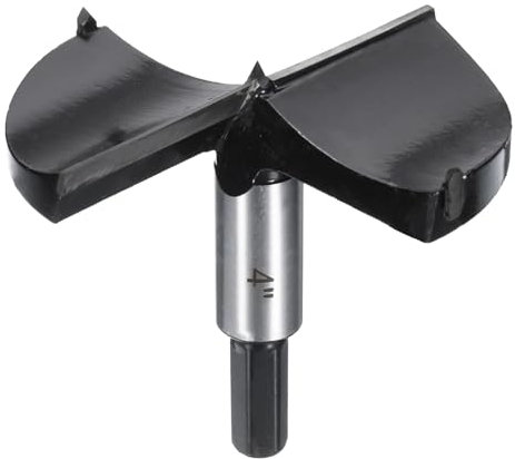 HARFINGTON Forstner Drill Bit 4(101.6mm) Tungsten Carbide 3 Teeth 2 Flutes Wood Drilling Bit Hinge Cutter with 7/16 Hex Shank for Hardwood Softwood Plywood Woodworking Drilling