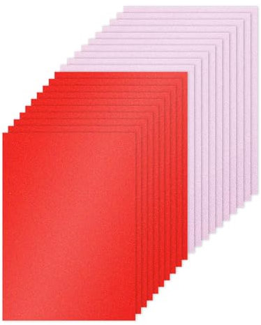 PATIKIL 60 Feuilles Papier Cartonné Pailleté Rouge/Rose Clair, A4(21x29.7cm) 250gsm Papier Cartonné Brillant pour Scrapbooking, Fabrication de Cartes, Projets de Bricolage, Fête