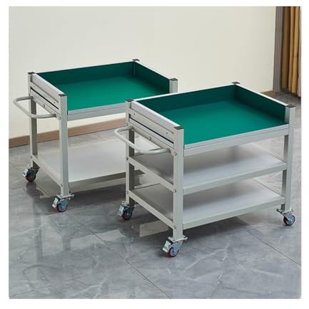 zklaseot Antistatisch Beweglich Werkbank, Mehrschichtig Mit Rädern for Arbeitsplatz Werkstatt Prüfstand Materialhandhabung Rollwagen(2nd Floor,150x60x75cm)