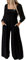 Womens Loose Casual Jumpsuits Overalls Long Sleeve Wide Leg Long Pant Rompers with Pockets Jumpsuit for Wedding Guest Women (Black, XXL)