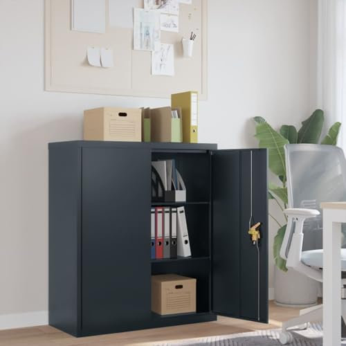 Rantry Aktenschrank Mehrzweckschrank Aufbewahrungsschrank Stahlschrank Büroschrank Metallschrank für Büro, Wohnzimmer Anthrazit 90x40x105 cm Stahl
