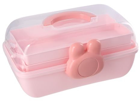 Focenat Caja de almacenamiento multiusos de 3 capas, Organizador de accesorios para el cabello, caja de almacenamiento para manualidades, caja de costura plastico con compartimentos, cajas de medicina