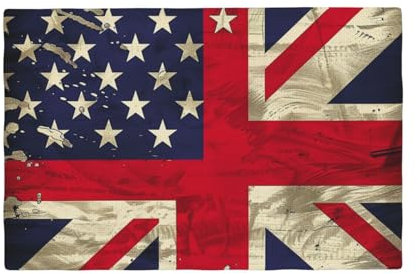 Tischsets mit USA-Flaggen-Druck, Leinen, rutschfest, hitzebeständig, 45 x 30 cm, für Esstisch, dekorativ, 4 Stück