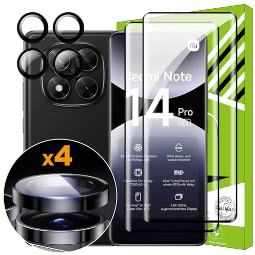 Lemxiee Cristal Templado para Xiaomi Redmi Note 14 Pro 5G & POCO X7 5G Protector pantalla [2+1 pieza] Vidrio templado Protector de Lente cámara y Protector pantalla para Xiaomi Redmi Note 14 Pro 5G