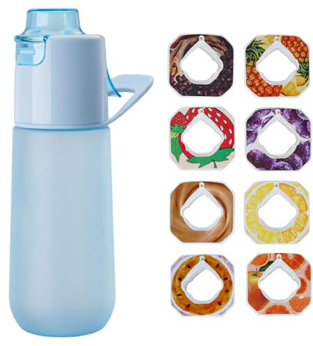 750ml Sport Air Wasserflasche mit 4 6 7 8 Geschmack Pods Trinkflasche BPA Frei, 0 Zucker 0 Kalorien für Fitness Schule (A1, 8 Geschmack Pods)