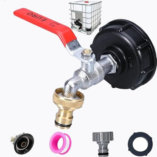 hufhnwso IBC Serbatoio Ottone Accessori Adattatore Valve for S60x6 Serbatoio acqua 1000L Connettore tubo per IBC acqua piovana