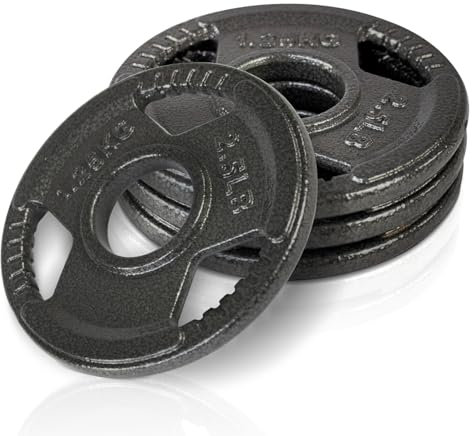 wuuhoo® Gusseisen Hantelscheiben Dave 50mm Bohrung - Langhantelgewichte Set, Gewichte für 2 Zoll Hantelstangen - beschichtet - olympische Scheibenaufnahme (a) 4 x 1,25kg