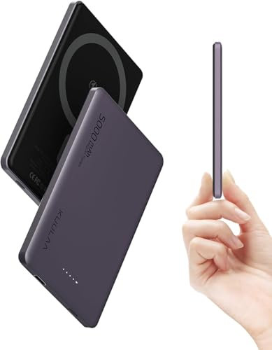 Kuulaa MagSafe Power BankPortable Charger for iPhone, 0.33'' Slim Apple Mag-Safe Battery Pack 5000mAh, Wireless Power Bank with PD 20W Two Way USB-C Charging Compatible with iPhone 15/14/13/12 Serie