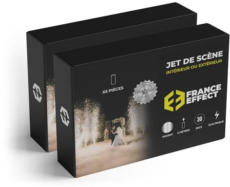 Jets de Scène 2 Mètres / 30 Secondes - Artifice d’Intérieur à Étincelles - Effet Pyrotechnique pour Mariage, Anniversaire & Événements - OR ou ARGENT - France Effect® (10 JETS ARGENT)