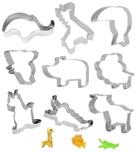Molde de 9 piezas de acero inoxidable con forma de animales para decoración de cumpleaños infantiles