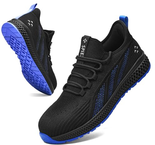SPIEZ Zapatos de Seguridad Hombre Mujer,Ligeros,Transpirables con Punta de Composite Certificada, Antideslizantes, Estilo Deportivo para Trabajo Diario, Almacén o Cocina,Tallas 35-46