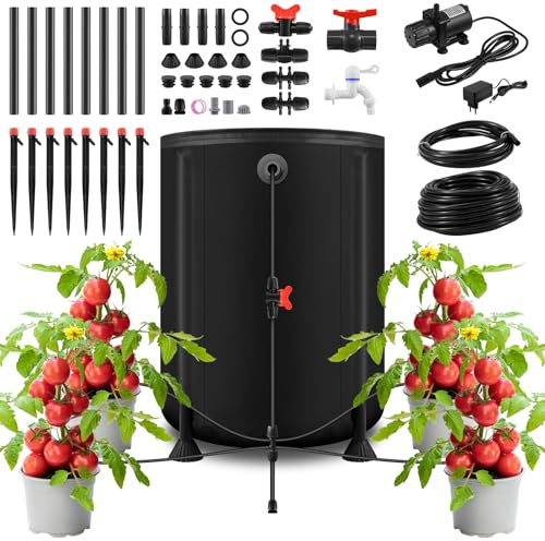 Automatisches Bewässerungssystem,Automatische Bewässerung mit Faltbarem 5L Eimer,30W Wasserpumpe,8 Tropfdüsen,Niedrigwassersensor,Bewässerungssystem für Zimmerpflanzen,Balkon Pflanzen,Topfpflanzen