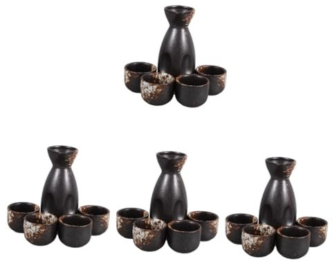 Cabilock 4 Juegos Juego De Jarras De Sake Tazas De Sake Japonés Tradicional Taza Para Té Bebidas Japonesas Tetera Japonesa Olla Japonesa Tazas Japonesas Cerámica Marrón Oscuro