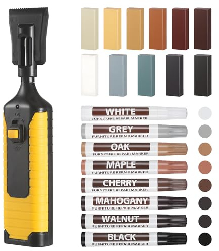 Kit Reparación Suelo Laminado, Masilla Madera de Cera Dura de 11 Colores, Reparador Arañazos Parquet con Bolígrafo de Reparación de 8, Masilla Reparadora Madera de Muebles de Pisos Laminados de Vinilo