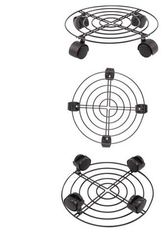3 Pack Heavy Duty Plant Caddy with Wheels, 27cm Round Metal Plant Trolley for Indoor Outdoor Pots, Garden Dolly with Movable Feet for Plant Stand & Parasol Base