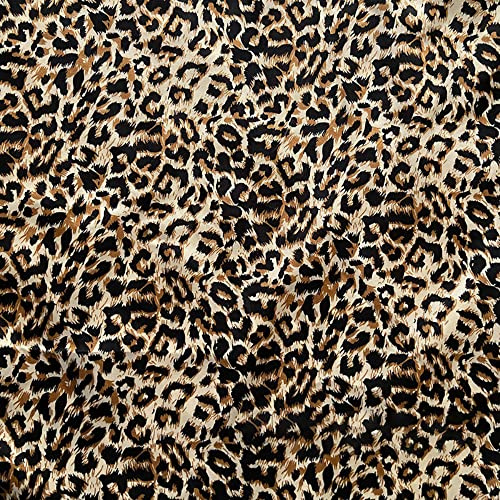 Vayliro 2m x 150cm Satinstoff,Stoff mit Leopardenmuster,Bekleidungsstoffe Dekostoff Meterware Futterstoff Quilten Satin Stoff zum Basteln Bezugsstoff Für DIY Handwerk Nähen Deko,Leopardenmuster A