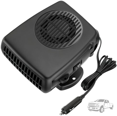 Blytra Calentador Coche 12V 200W, Calentador para Coche Encendedor 12V con Función Calefacción/Ventilación, Rápido Descongelador 360° para Coches y Furgonetas, Negro, 1