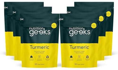 Turmeric Tablets 2000mg with Black Pepper & Ginger - 720 High Strength Curcumin Supplements (12 Months Supply) - Easy Swallow Tablets (Not Turmeric Capsules or Powder) - Vegan - UK Made