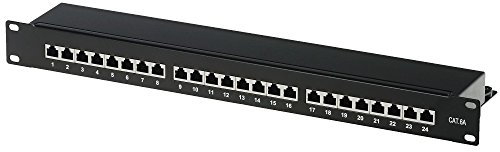 helos 146868 Panneau de Brassage Cat 6A 19 1HE 24 Ports Noir