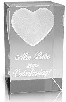VIP-LASER 3D Glas Kristall I Herz I Alles Liebe zum Valentinstag graviert das ideale Partnergeschenk für den Freund/Freundin