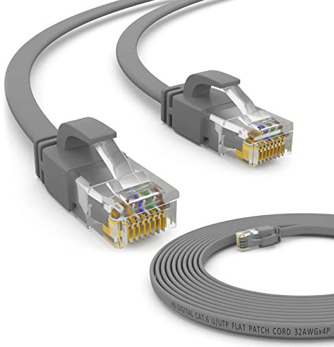 HB-DIGITAL Netzwerkkabel LAN Kabel Cabel Flachkabel Slim flach RJ45 Stecker 15m cat 6 grau beige Kupfer Profi U/UTP bis zu 10 Gbit 10.000 Mbit cat. 6 Cat6 RJ45 Port Ethernet Netzwerk Patchcable
