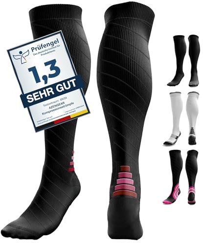 aZengear Kompressionsstrümpfe für Damen Herren (20-30 mmHg Klasse 2) Stützstrümpfe Medizinisch Kompressionssocken Waden Kompression für Laufen Reise Flug Sport Schwangerschaft (L/XL)