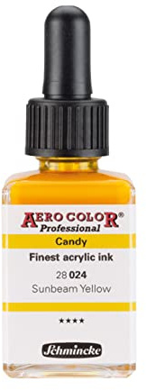 Schmincke - AERO COLOR® Professional - finest-fluid, high-color acrylic paint for acrylic painting, airbrush, mixed media, acrylic ink, Sunbeam Yellow - 28 ml