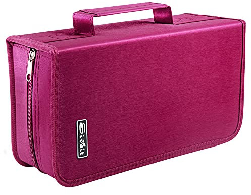 Siveit Étui de rangement pour DVD, 128 CD/DVD, pour voiture, maison, bureau et voyage (classeur blanc, rose)