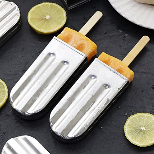 6 Eisform Edelstahl, eisform edelstahl rund, Eisform Edelstahlstielhalter Basis,Eisform Eis am Stiel DIY Ice Cream Mould Maker Freezer