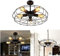 Metal Fan Pendant Lamp Steampunk Industrial Vintage Ceiling Chandelier Light E27 5-Lights Ceiling Lighting Fixture for Restaurant Kitchen, Retro Industrial Fan Style Metal Cage Ceiling Light