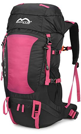 MONTIS WILDNATURE 38, Sport- / Wanderrucksack, Regenschutz, ausreichend Platz für längere Wander Ausflüge, geeignet als Biking, Touren- & Wanderrucksack mit Audio- & Trinkvorbereitung, (38L - Berry)